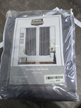Utopia Bedding Gray Blackout Curtain Panels - Set of Two